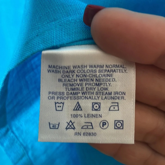 Lands End 100% Linen Button Down Shirt size 1X - Picture 8 of 8